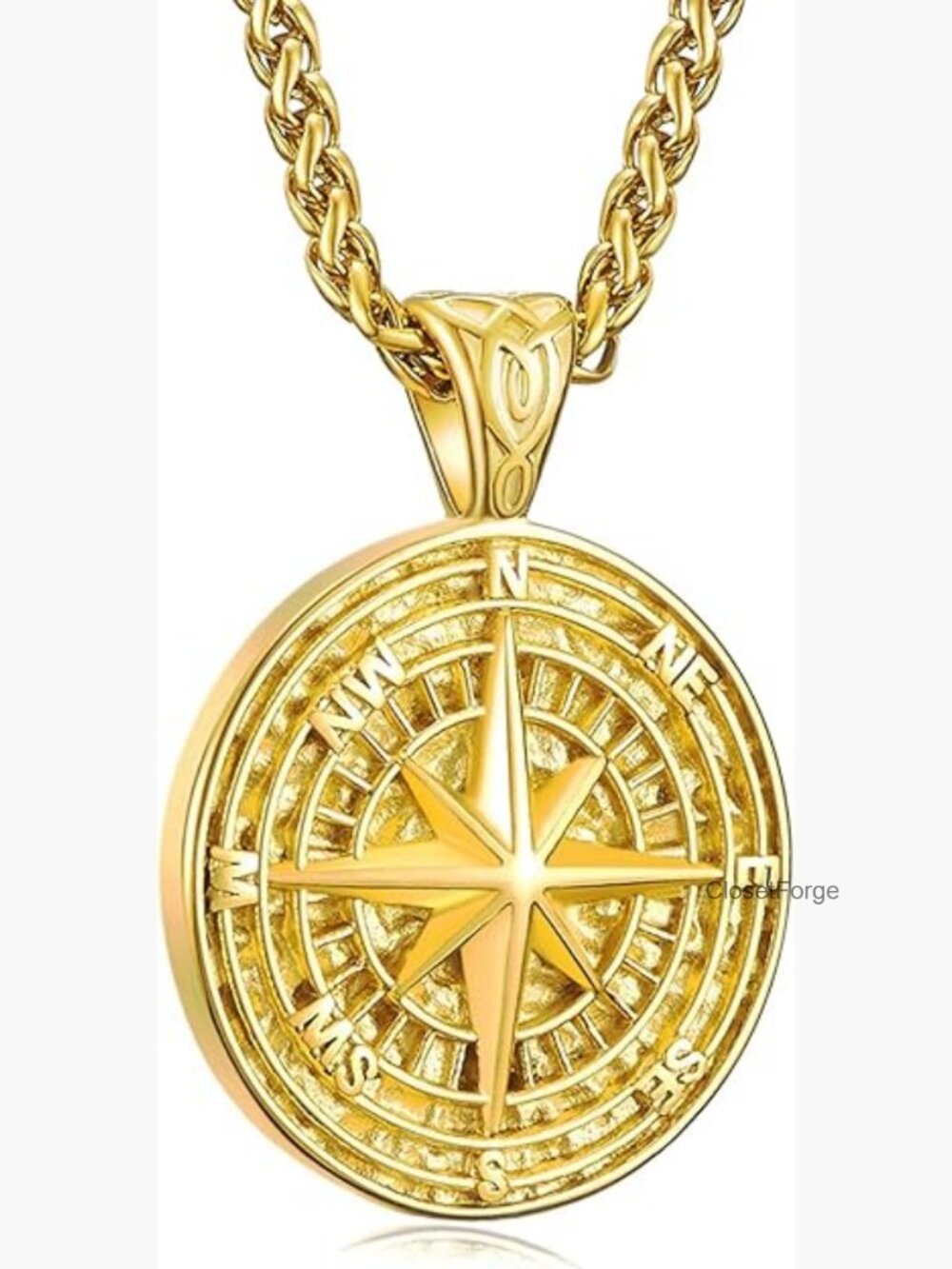Stainless Steel Compass Pendant Necklace Graduation Gift